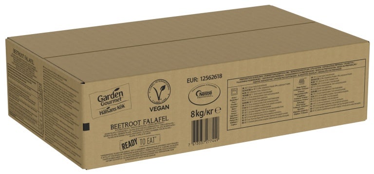 garden gourmet beetroot falafel 8kg packaging