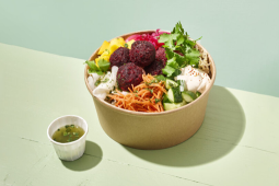 Mediterranean Poké Bowl-with Garden Gourmet Beetroot Falafel