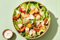 veggie caesar salad with garden gourmet fillet pieces