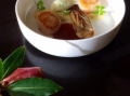 Coquilles Saint-Jacques, crème de panais, chicons et sauce au vin rouge